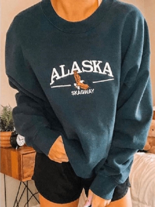 Kvinder Bogstav & Dyremønster Langærmet Pullover Casual Sweatshirts