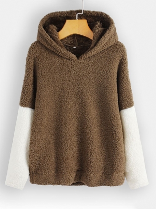 Kvinder Casual Patchwork Hættetrøje I Fleece