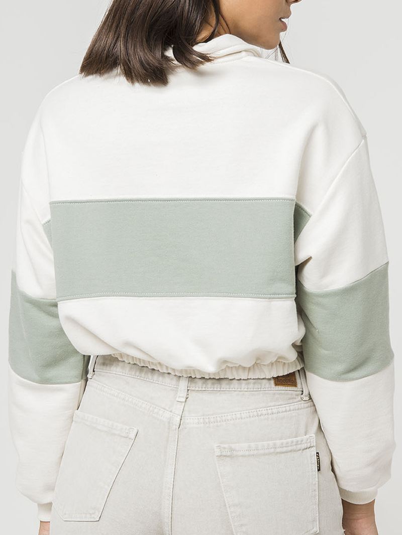 Kvinder Patchwork Farve Blok Grøn Pullover Langærmet Bodycon Hem Sweatshirts
