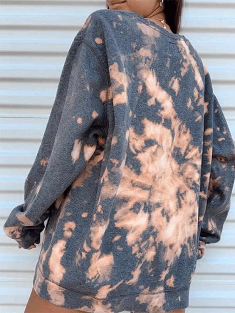 Kvinder Tie Dye Rund Hals Løs Pullover Langærmede Sweatshirts