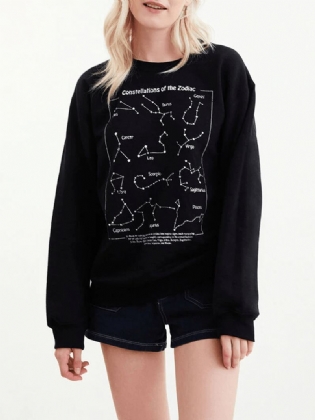 Kvinder Zodiac Grafisk Bogstav Med Tryk Rund Hals Afslappet Langærmet Sweatshirts