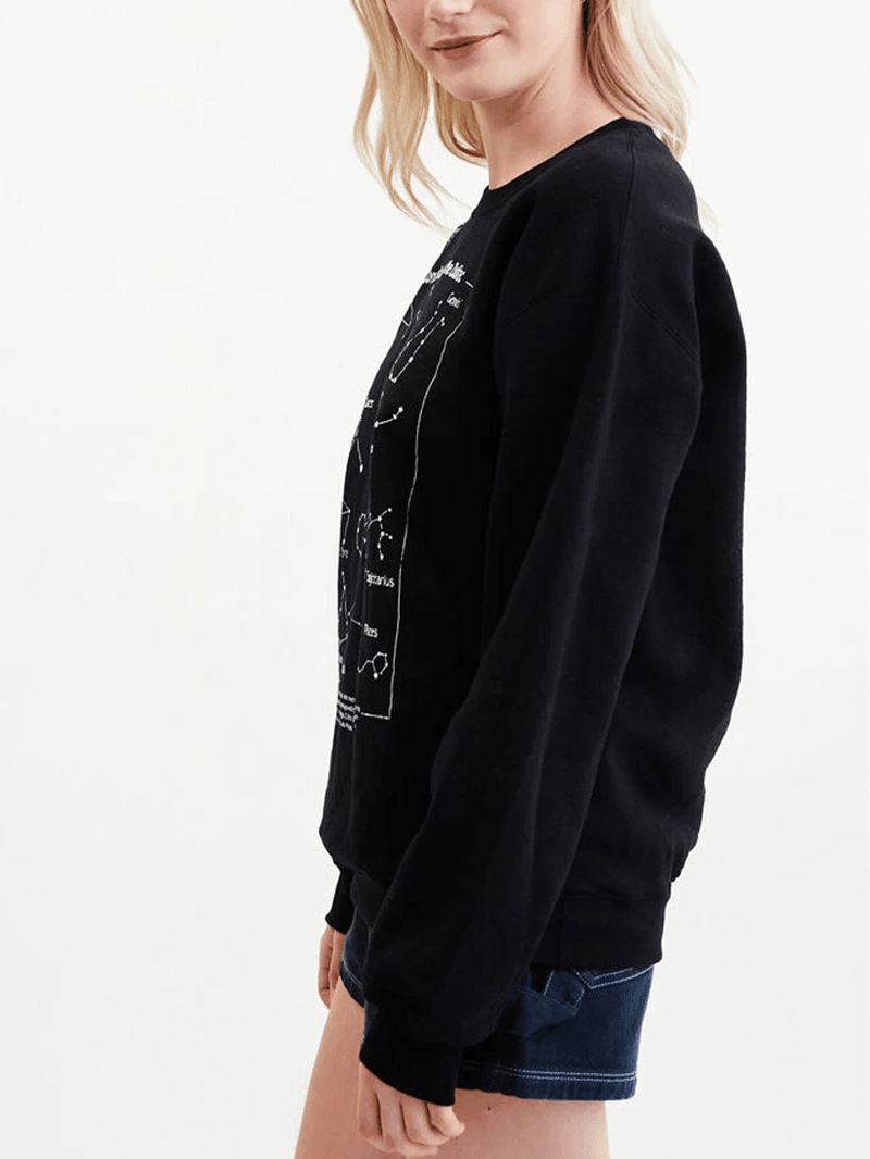 Kvinder Zodiac Grafisk Bogstav Med Tryk Rund Hals Afslappet Langærmet Sweatshirts