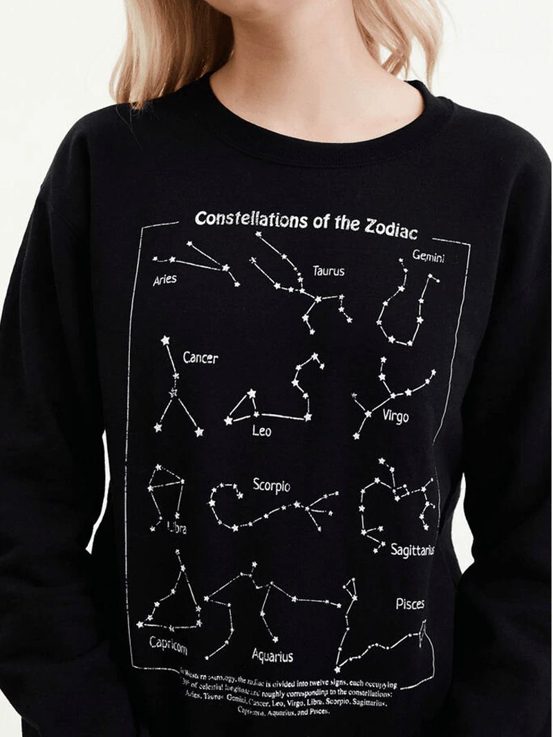 Kvinder Zodiac Grafisk Bogstav Med Tryk Rund Hals Afslappet Langærmet Sweatshirts
