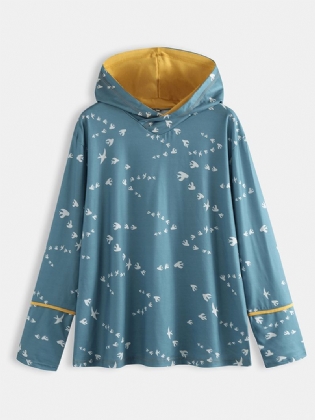 Langærmet Med Tryk Hættetrøje Afslappet Sweatshirt Hættetrøje
