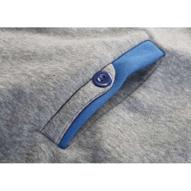 Mænd Afslappet Ensfarvede Sportshættetrøjer Mode Lynlås Tyk Langærmet Sweatshirt Med Hætte