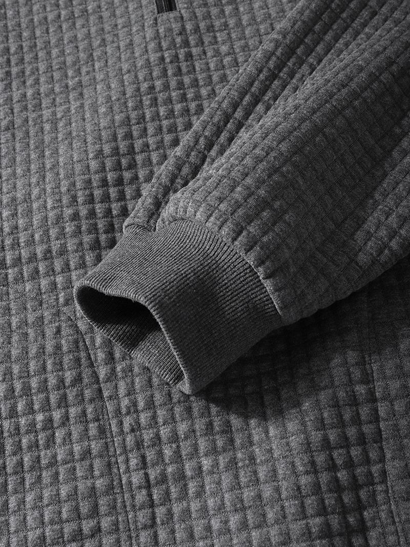 Mænd Corduroy Solid Half Zip Simple Drop Shoulder Casual Hættetrøje