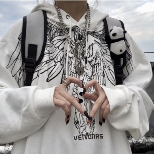 Mænd Og Kvinders Samme Stil Par Sweater Med Engel Og Jomfruvinger Mønster