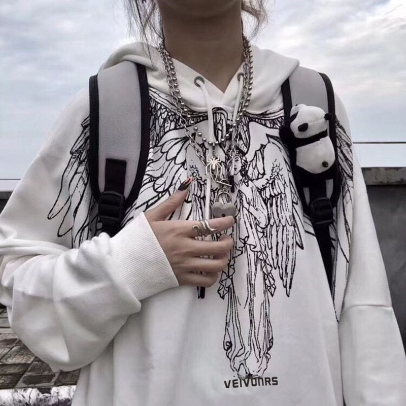 Mænd Og Kvinders Samme Stil Par Sweater Med Engel Og Jomfruvinger Mønster