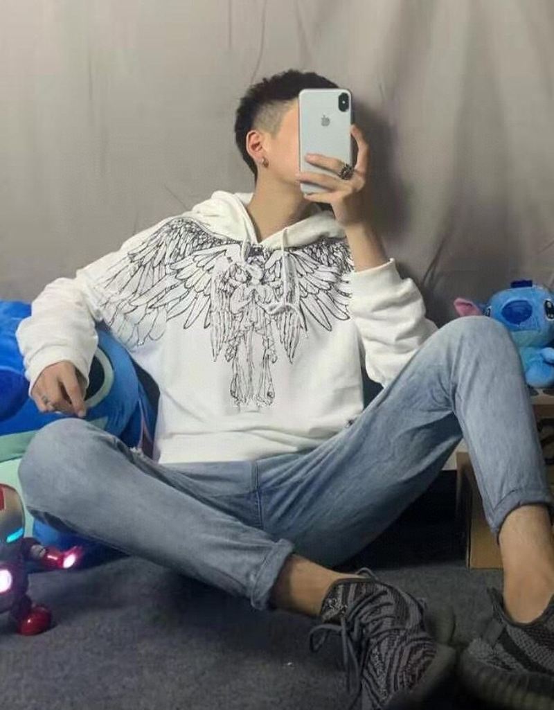Mænd Og Kvinders Samme Stil Par Sweater Med Engel Og Jomfruvinger Mønster