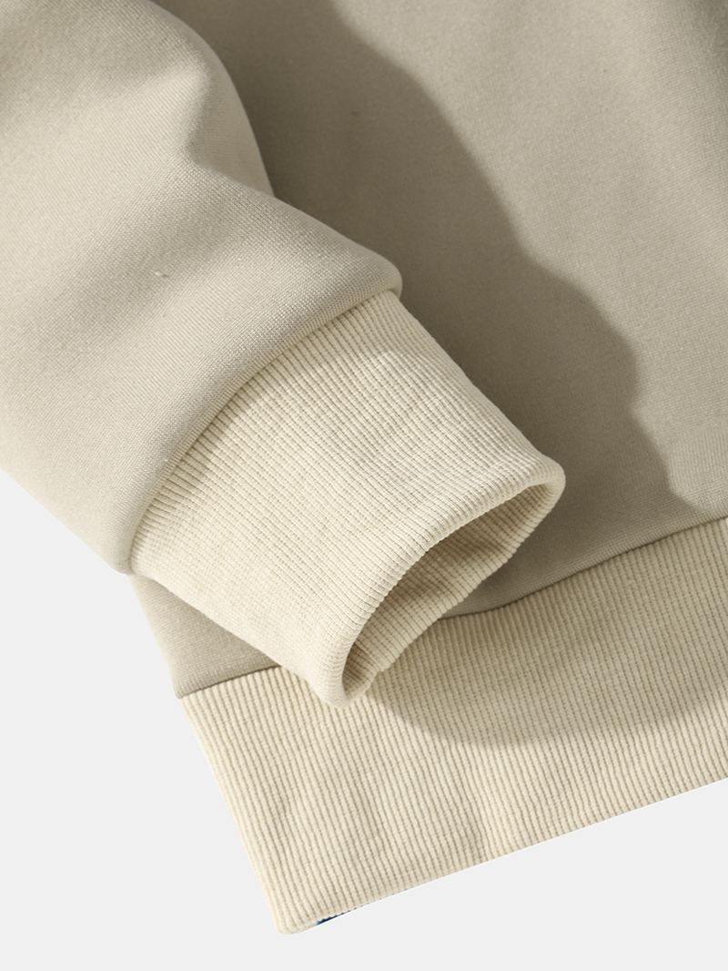 Mænd Patchwork Kontrast Farve Blok Bogstav Snøre Hætte Sweater