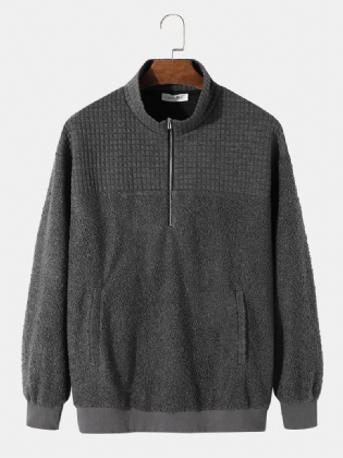 Mænd Patchwork Solid Ve Langærmet Kænguru Lomme Lynlås Cardigans