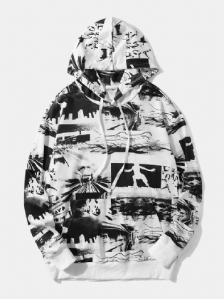 Mænd Street Kangaroo Pocket Sweatshirt Med Snøre Og Hætte
