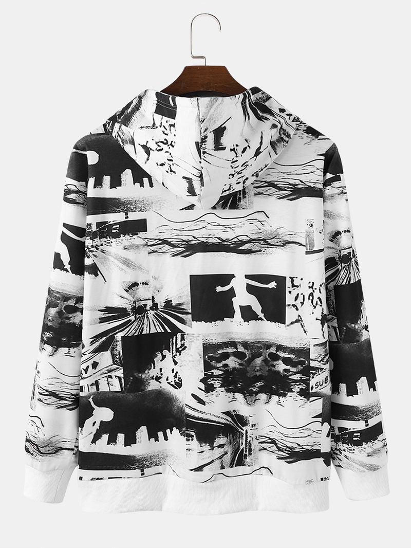 Mænd Street Kangaroo Pocket Sweatshirt Med Snøre Og Hætte