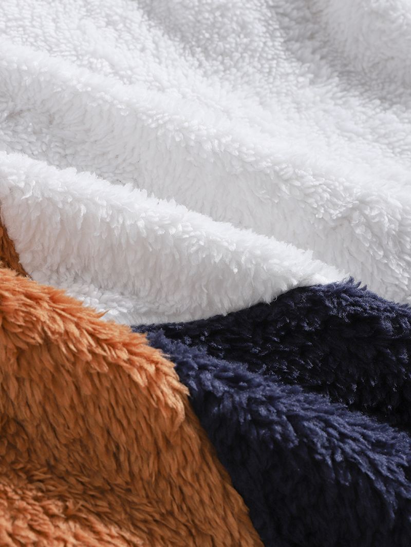 Mænd Teddy Patchwork Kontrastfarve Blok Langærmet Pullover Hættetrøjer