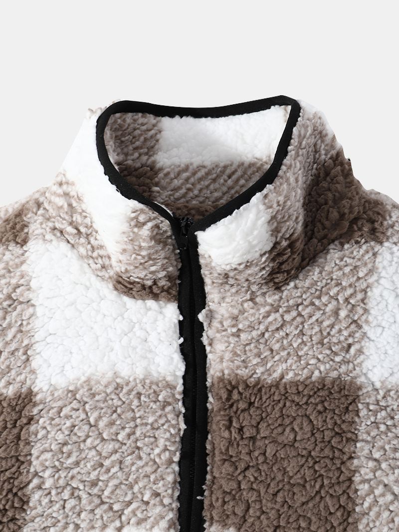Mænd Teddy Pullover Løs Halv Lynlås Snøre Hem Revers Pullover Sweatshirt