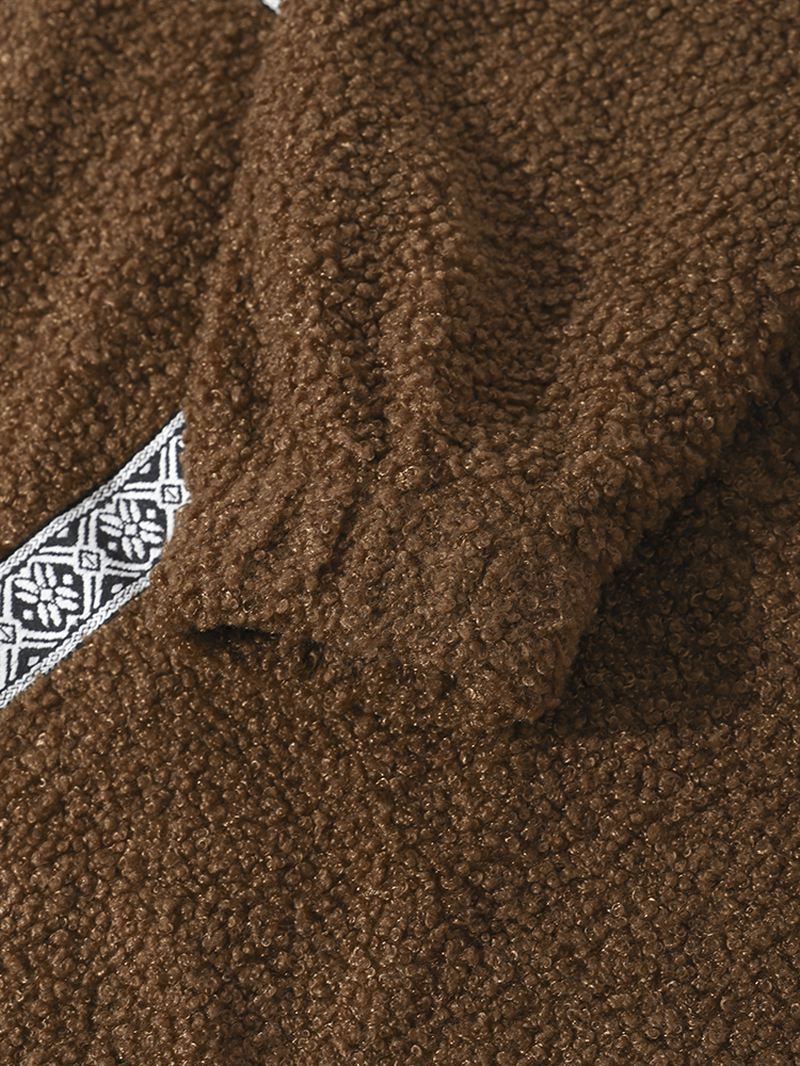 Mænd Teddy Tribal Zip Pocket Half Zip Pattern Pullover Pullover Sweatshirt