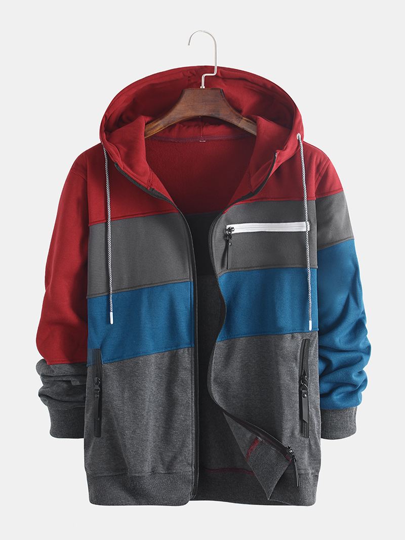 Mænds Sport Og Fitness Fritid Jacquard Cardigan Hættejakke Hættetrøjer Sweatshirts