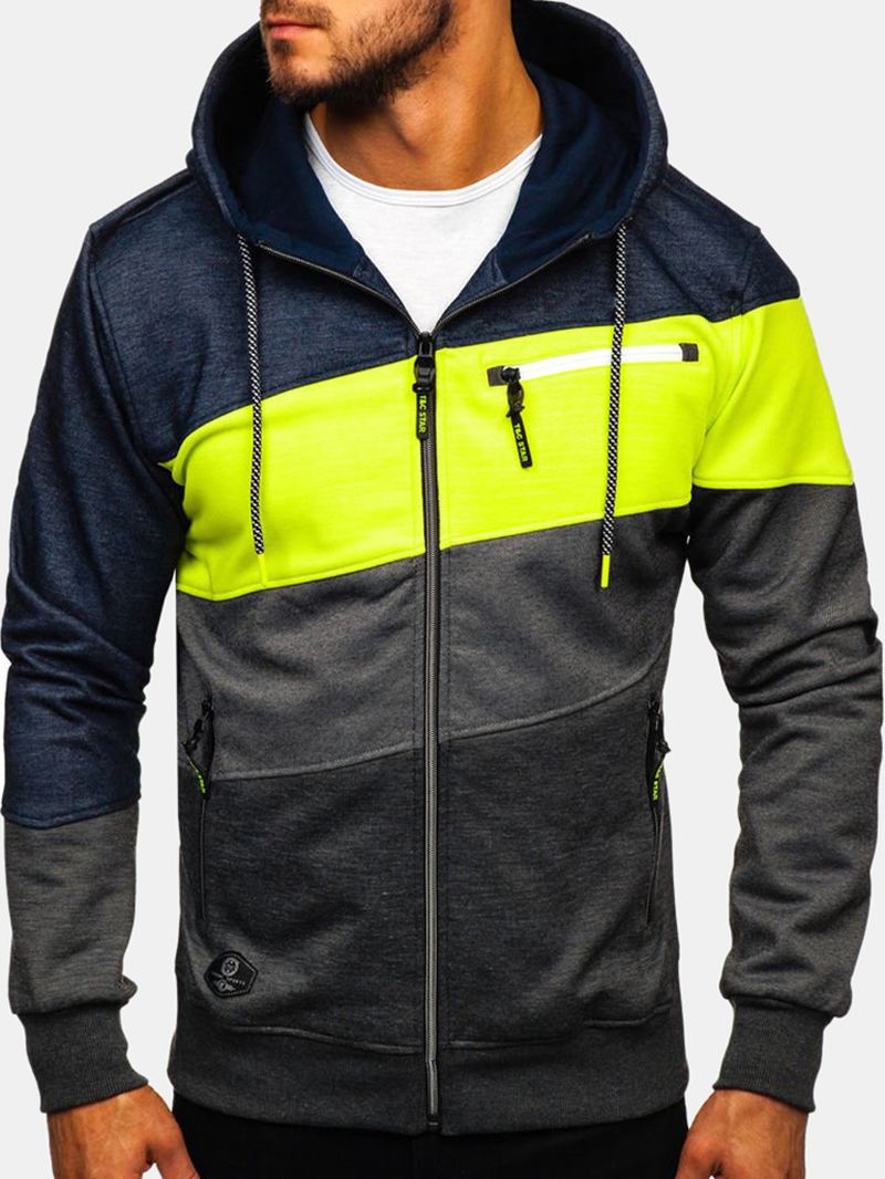 Mænds Sport Og Fitness Fritid Jacquard Cardigan Hættejakke Hættetrøjer Sweatshirts