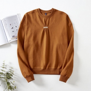 Personlig Brystbroderet Plisseret Sweatshirt Med Små Bogstaver