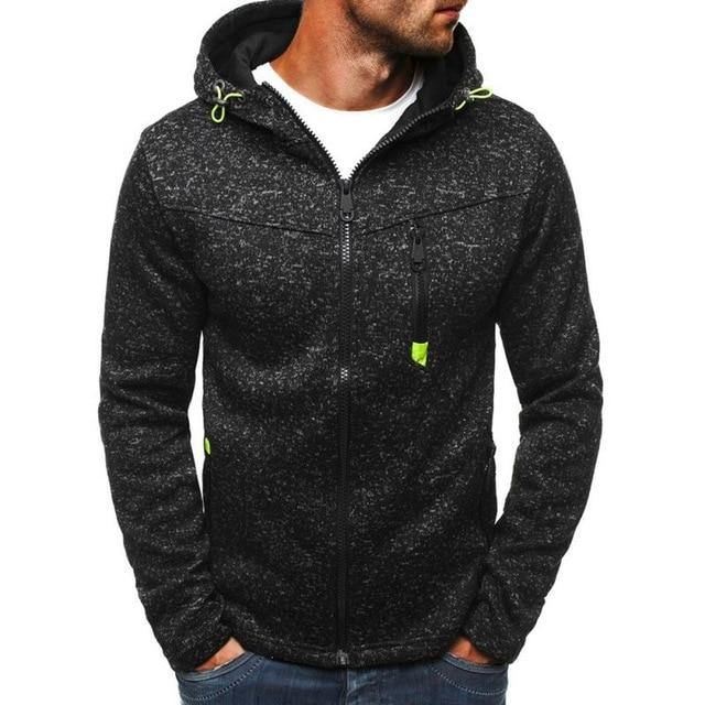 Plus Size Efterår Langærmede Hættetrøjer Sweatshirt Mænd Lynlås Solid Sweatshirt Casual Løs Streetwear Hip Hop Hættetrøje
