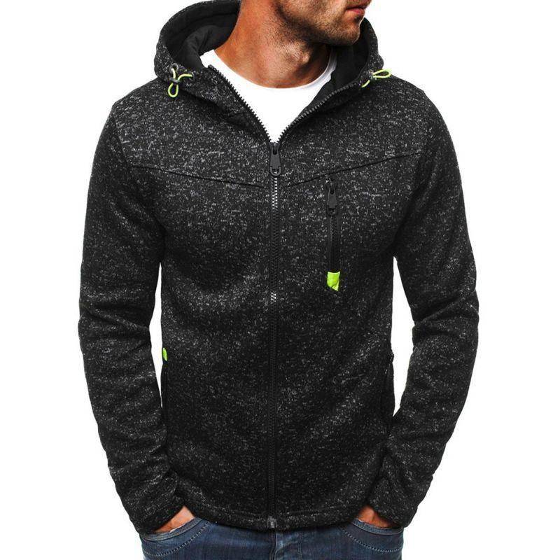 Plus Size Efterår Langærmede Hættetrøjer Sweatshirt Mænd Lynlås Solid Sweatshirt Casual Løs Streetwear Hip Hop Hættetrøje