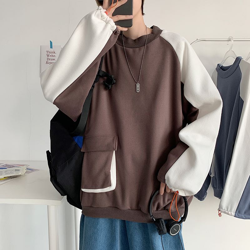 Skjorte Med Lommen Sweatshirt Trendy Mænd Plus Løst Kashmir Tøj Med Store Lommer Hongkong Stil Trendy Hip-hop Sportsjakke