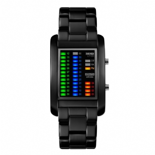 Business Style Led Display Armbåndsur Stålbånd Creative Style Digital Watch