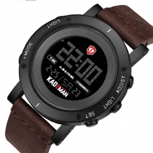 Casual Herreur Vandtæt Lysende Uge Dato Display Lcd Læderrem Digital Watch