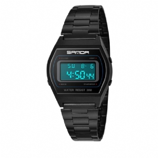 Digital Watch Mænd Mode Rustfrit Stål Rem Kalender Ur Vandtæt Sport Watch