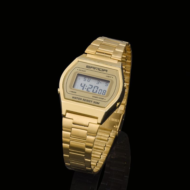 Digital Watch Mænd Mode Rustfrit Stål Rem Kalender Ur Vandtæt Sport Watch