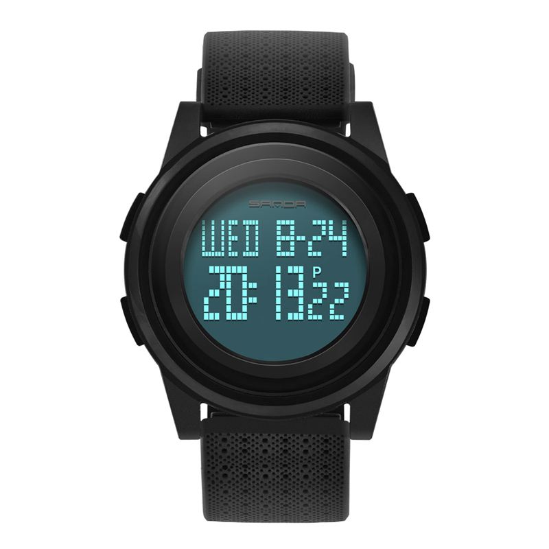 Digitalur Led Vandtæt Pu Læder Sports Student Watch