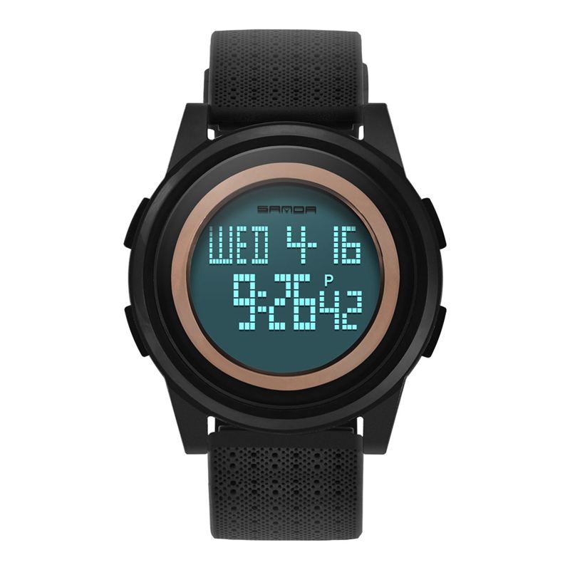 Digitalur Led Vandtæt Pu Læder Sports Student Watch