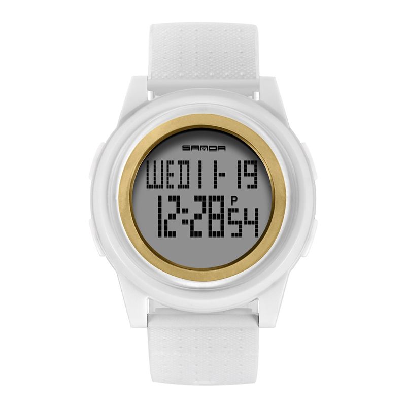 Digitalur Led Vandtæt Pu Læder Sports Student Watch