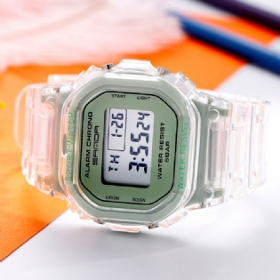 Gennemsigtig Rem Frisk Farve Mode Lysende Display Stopur Coupole Digital Watch