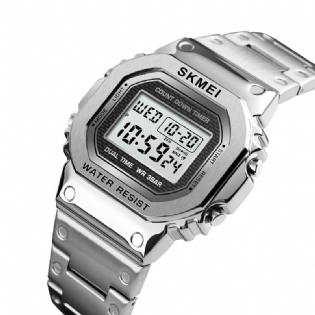 Led Chronograph Countdown Case Rustfrit Stål Vandtæt Herre Digital Watch