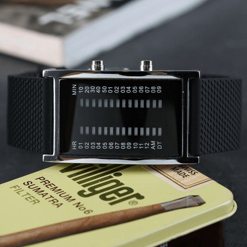 Led Display Herre Business Watch Double Row Light Calendar Digital Watch