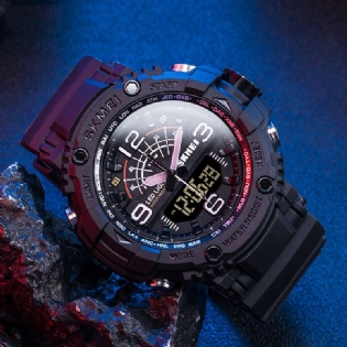 Led Lys Sport Herre Digital Watch 5atm Vandtæt Stopur Camouflage Dual Display Ur