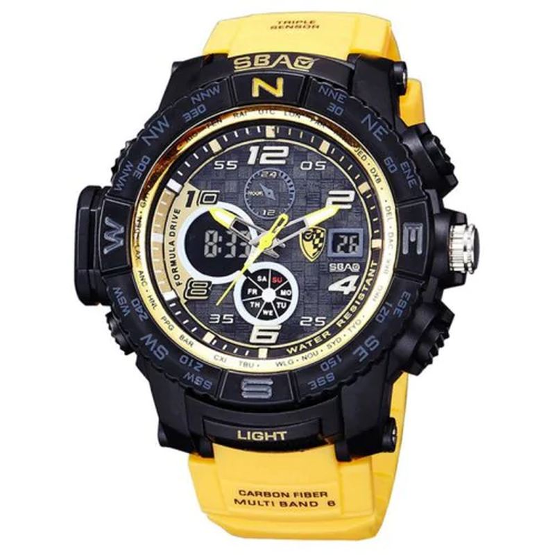 Lysende Display Mode Sport Style 12/24 Timer Vandtæt Mænd Dual Display Digital Watch
