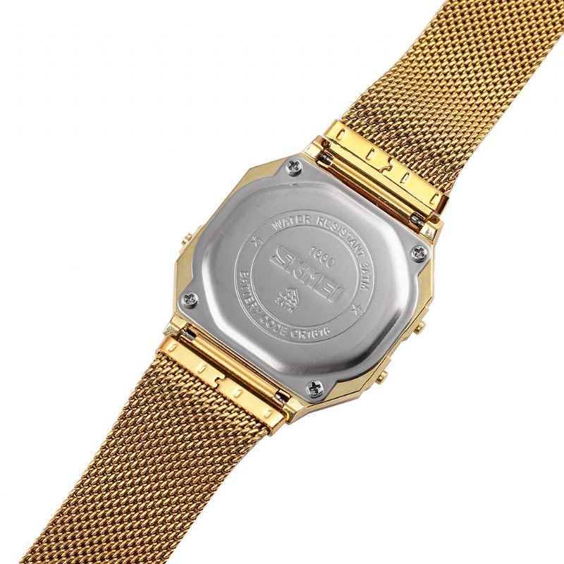Mode Stopur Lysende Display Mænd Vandtæt Ur Mesh Strap Digital Watch