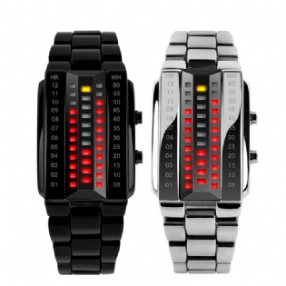Moderigtigt Creative Couple Led Display Watch Full Steel Band Digital Watch
