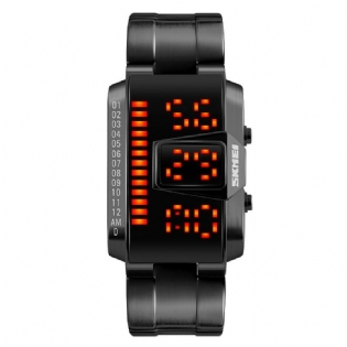 Rustfrit Stålbånd Moderigtigt Digitalur Led Vandtæt Armbåndsur Til Mænd