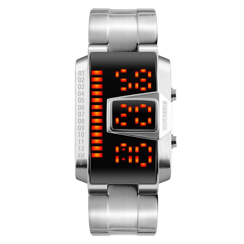 Rustfrit Stålbånd Moderigtigt Digitalur Led Vandtæt Armbåndsur Til Mænd
