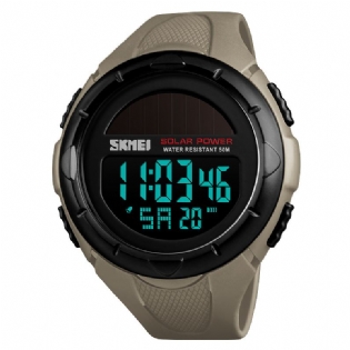 Solar Power Digital Watch Stopur Lysende Display Alarm Kalender Udendørs Sport Watch