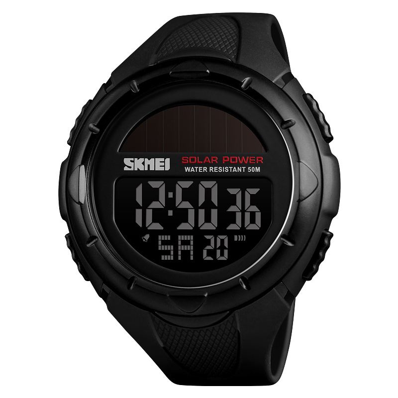 Solar Power Digital Watch Stopur Lysende Display Alarm Kalender Udendørs Sport Watch