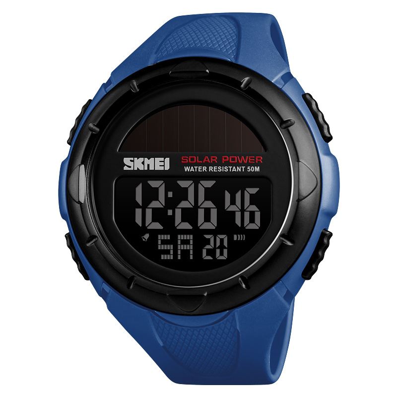 Solar Power Digital Watch Stopur Lysende Display Alarm Kalender Udendørs Sport Watch
