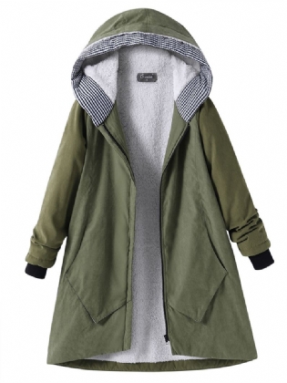 Casual Pure Color Hooded Pocket Coats