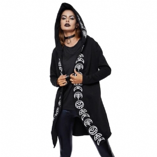 Efterår Gothic Afslappet Cool Chic Sort Plus Size Sweatshirts Til Kvinder Løse Bomuldshætte Med Almindeligt Tryk Punk-hættetrøjer Til Kvinder