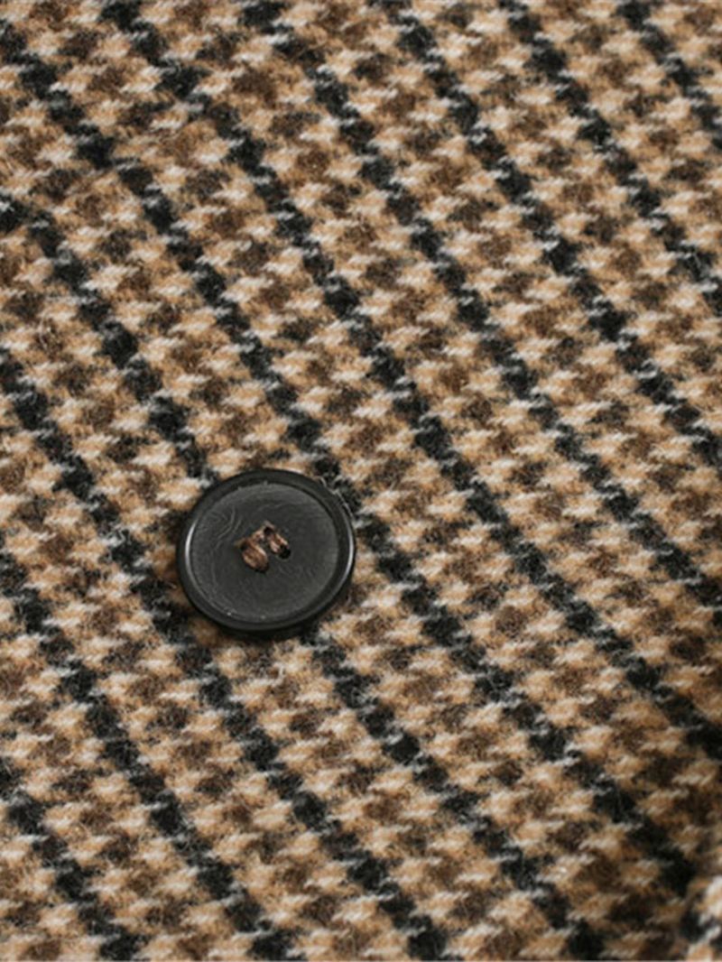 Kvinder Plaid Vintage Uld Med Tryk Reverskrave Langærmet Jakkesæt