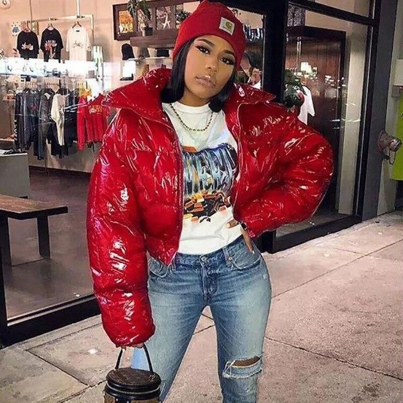 Langærmet Lynlås Solid Firkantet Krave Baggy Parkas Efterår Vinter Kvinder Mode Casual Streetwear Outfits
