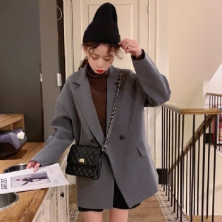 Modetøj Chic Casual Preppy Langærmede Blazere Grå Successactive